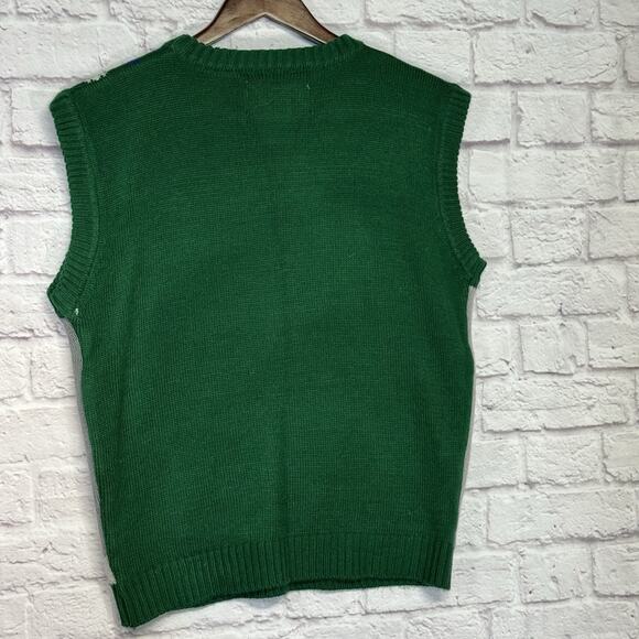 Vintage Ugly Christmas Sweater Vest Women's M Green Embellished Santa Buttons - Picture 8 of 8